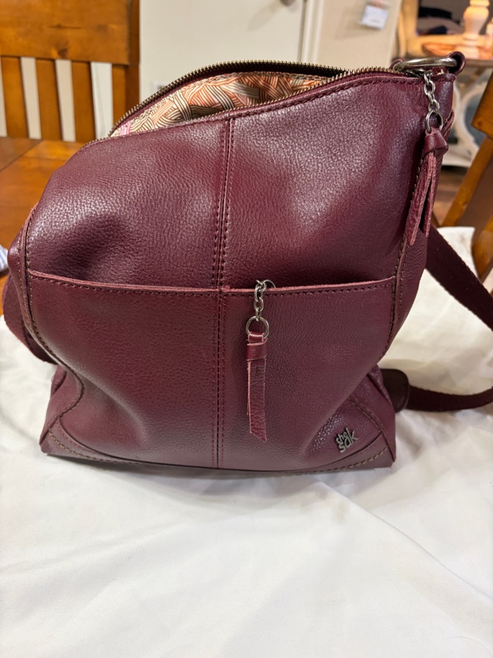The Sak Wine Pebbled Leather Crossbody Bag